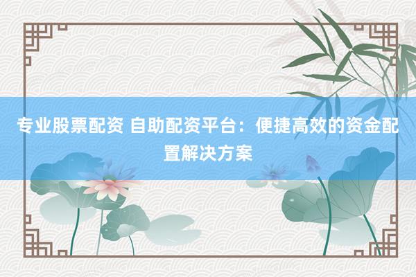 专业股票配资 自助配资平台：便捷高效的资金配置解决方案