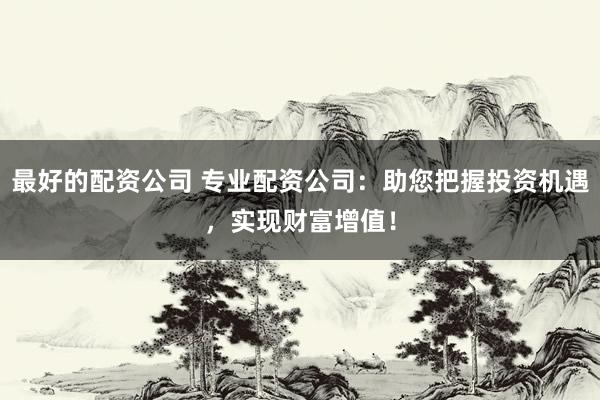 最好的配资公司 专业配资公司：助您把握投资机遇，实现财富增值！