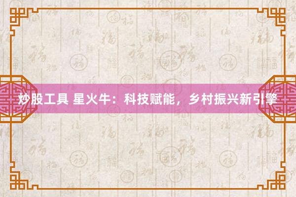 炒股工具 星火牛：科技赋能，乡村振兴新引擎