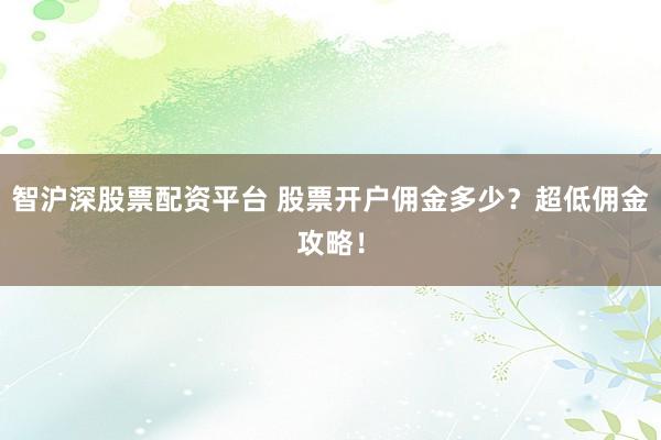 智沪深股票配资平台 股票开户佣金多少？超低佣金攻略！