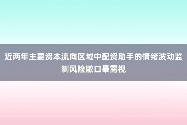 近两年主要资本流向区域中配资助手的情绪波动监测风险敞口暴露视
