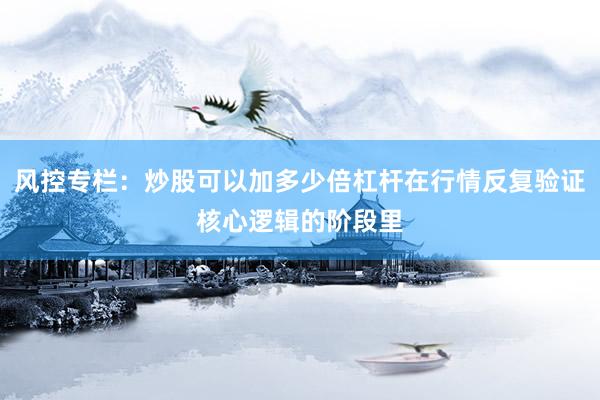 风控专栏：炒股可以加多少倍杠杆在行情反复验证核心逻辑的阶段里