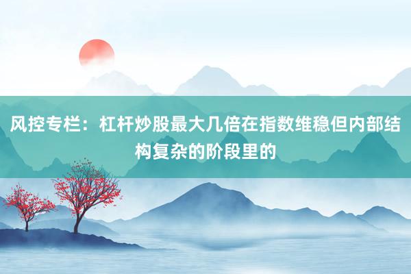 风控专栏：杠杆炒股最大几倍在指数维稳但内部结构复杂的阶段里的