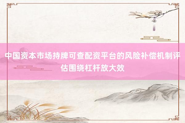 中国资本市场持牌可查配资平台的风险补偿机制评估围绕杠杆放大效
