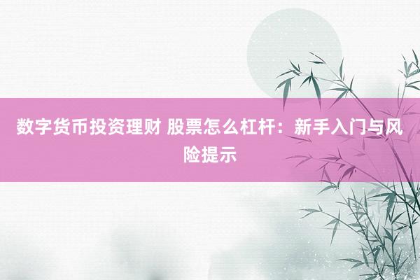 数字货币投资理财 股票怎么杠杆：新手入门与风险提示