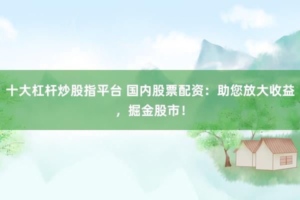 十大杠杆炒股指平台 国内股票配资：助您放大收益，掘金股市！