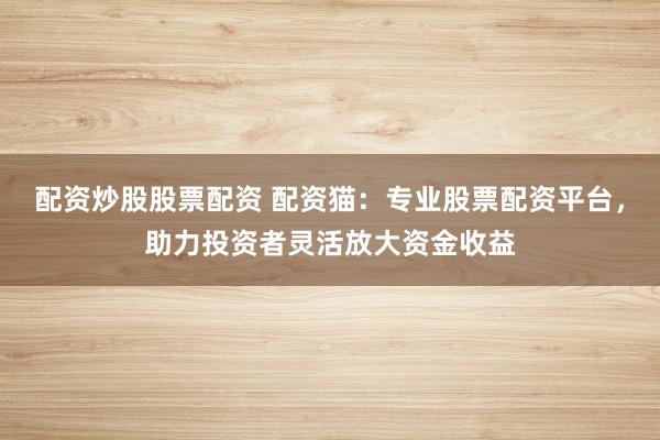 配资炒股股票配资 配资猫：专业股票配资平台，助力投资者灵活放大资金收益